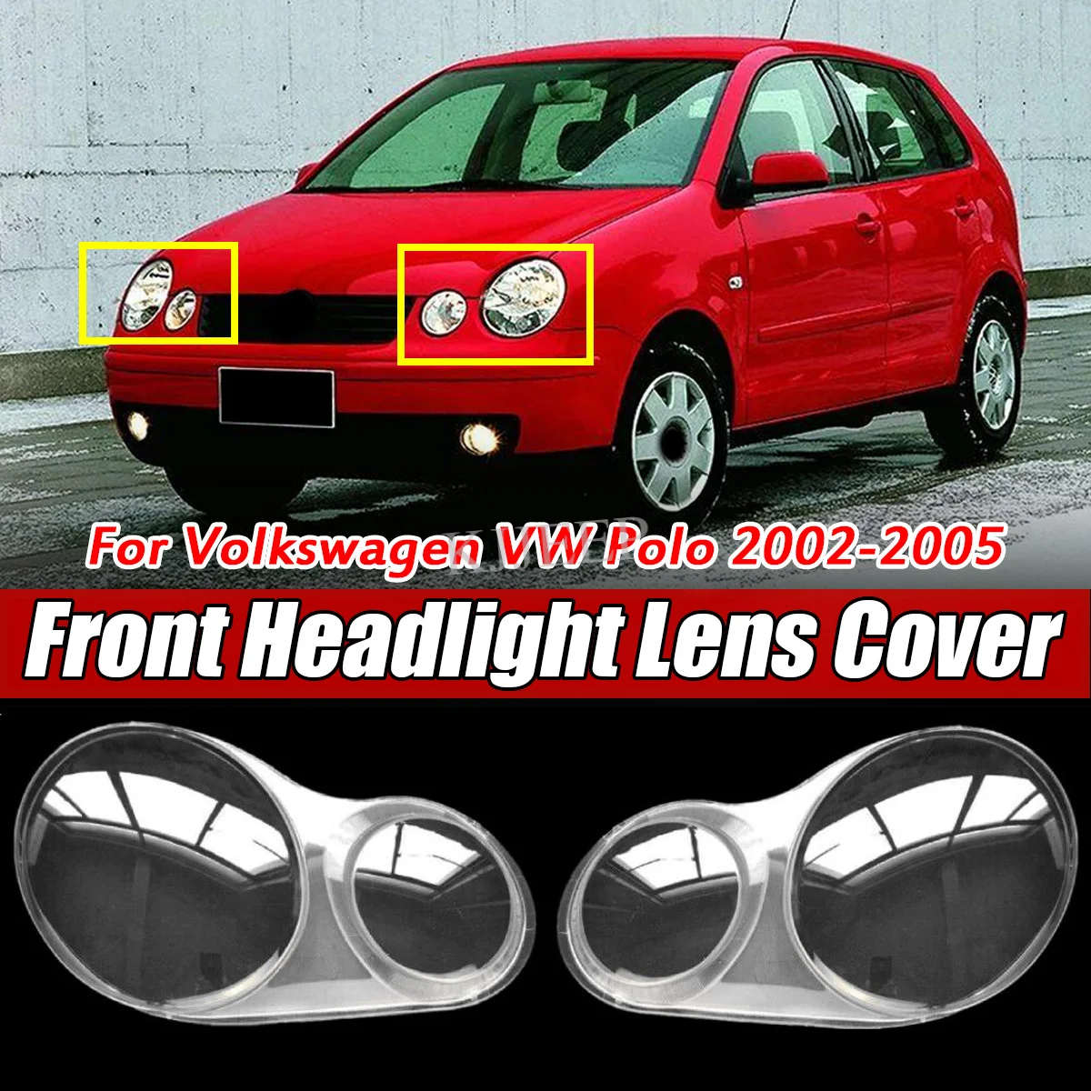 

1PCS Front Headlamp Cover Headlight Shell Transparent Lampshade Lens For VW POLO 9N 2001 2002 2003 2004 2005 Headlamp Shell