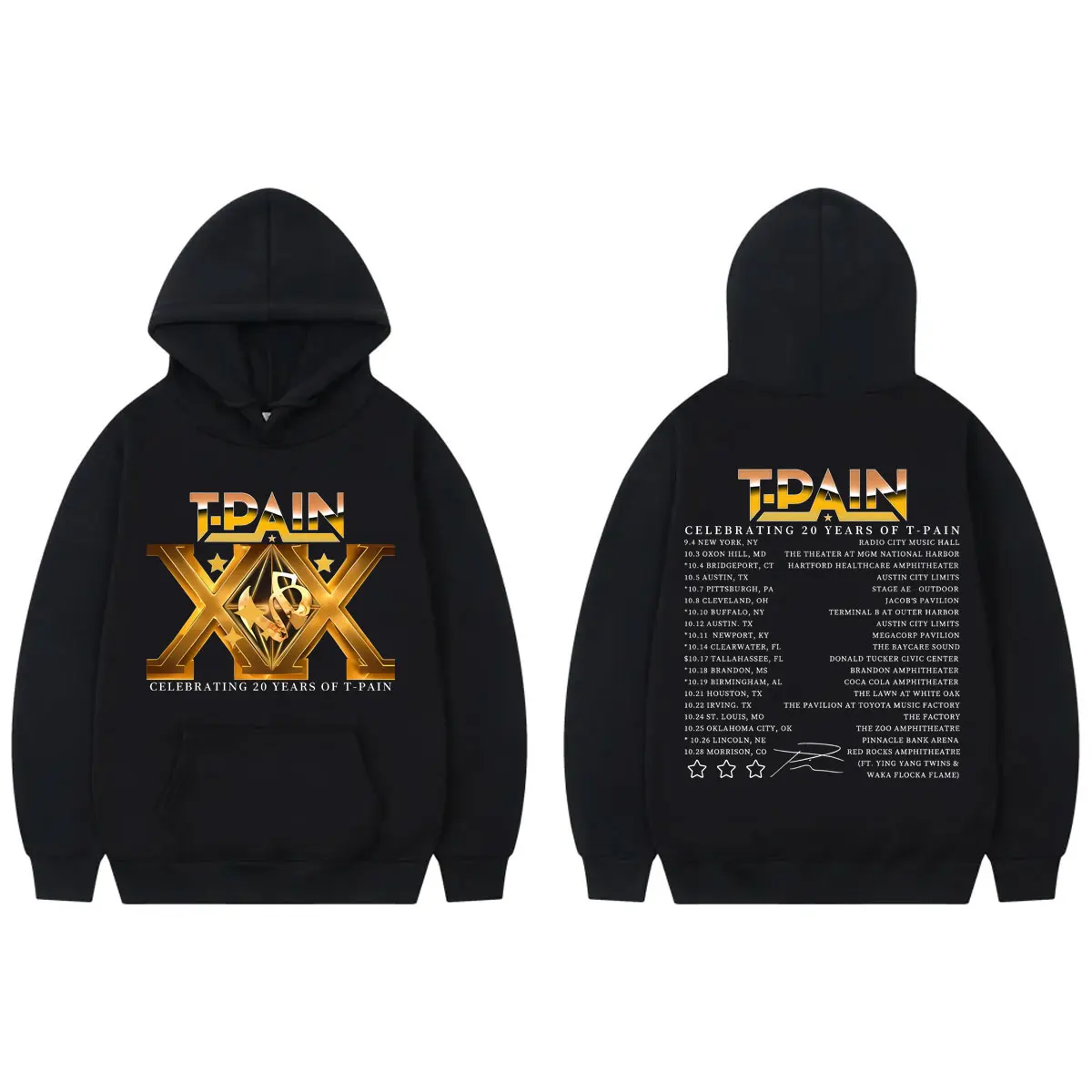 

Rapper T-Pain Tour 2025 Double Sided Print Hoodie Men Women Clothing Hip Hop Fashion Pullovers High Quality Fleece Sweatshirts