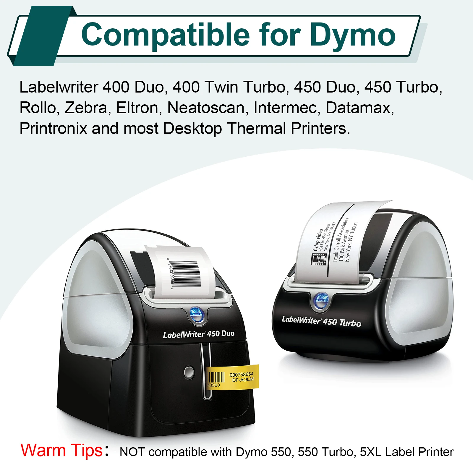 A30251 Compatible with Dymo 30251 A30251 White 1-1/8 x 3-1/2 in Shipping Address Mailing Labels Replacement for Dymo Zebra CoStar Seiko Label Printers
