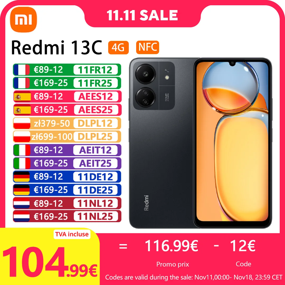 Xiaomi Redmi 13C, smart phones, NFC,MediaTek Helio G85, Dot Drop screen, 90Hz,50 mpcamera, 5000mAh, global Version