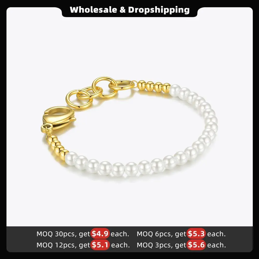 ENFASHION Pearl Beads Bracelets For Women Gold Color Stainless Steel Bracelet 2020 Fashion Jewelry Gift Pulseras B202211