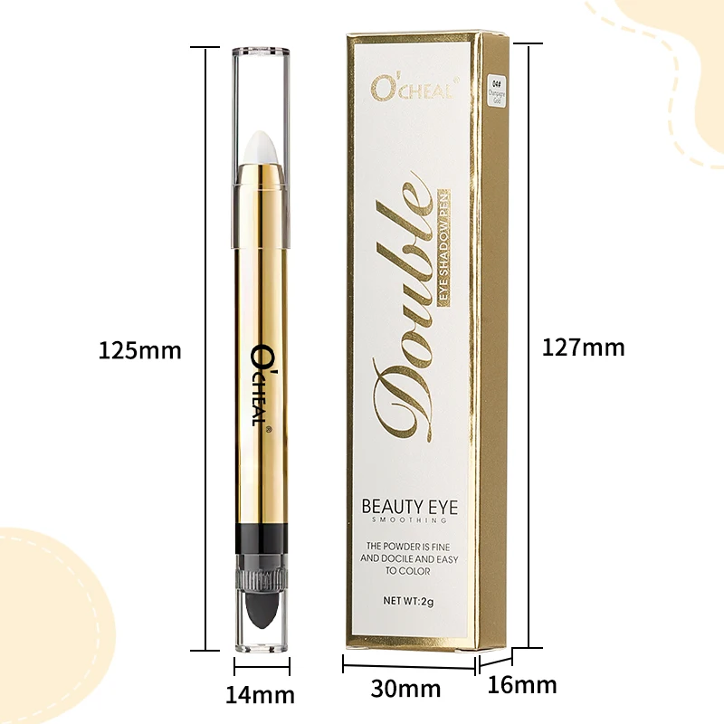 OCHEAL Waterproof Bling Dual Head Gradient Velvet Eye Makeup Shadow Stick Mix Glitter Matte Eyeshadow Pallete Pen Shadow