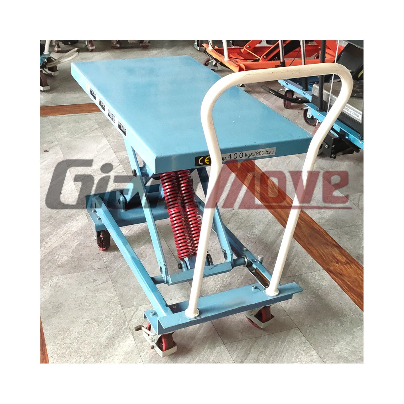 Factory Outlet Work Platform Truck Spring Loaded Lift Table Spring Lift Trolley 400 Kg Manual Hydraulic Lift Tables