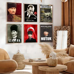 Turkish Mustafa Kemal Ataturk Classic Anime Poster Waterproof Paper Sticker Coffee House Bar Room Wall Decor