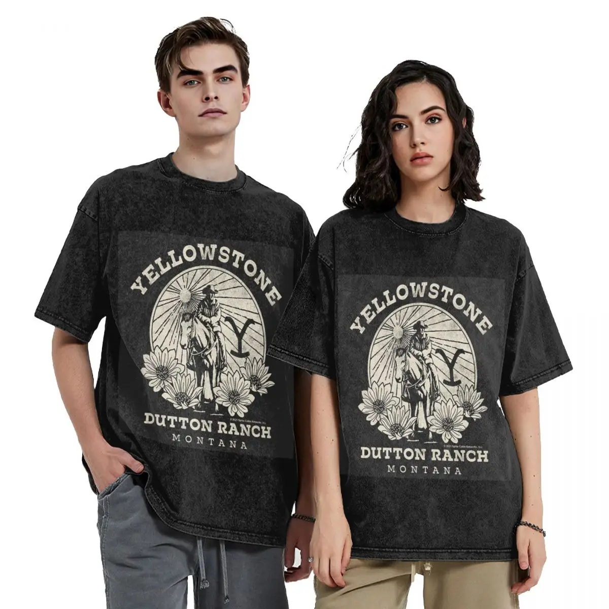 Yellowstone Dutton Ranch Hip Hop Short Sleeve T-Shirts Washed Tops Tees Streetwear T Shirt Vintage for Men woman