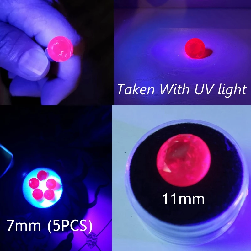 Wunderschöner Rubin, der unter UV-Licht leuchtet, runder Schliff, Mohs-Härteprüfung, Taubenblut-Rubin-Edelsteine für DIY-Schmuckherstellung/Sammlung – Detail 1