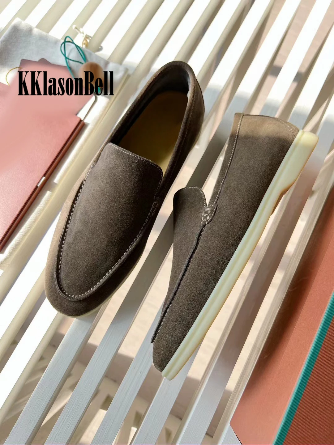 11.2 L*P Men\'s Loafers Wool Lining Cow Suede Genuine Leather Slip-On Comfortable Rubber Shoes KKlasonBell