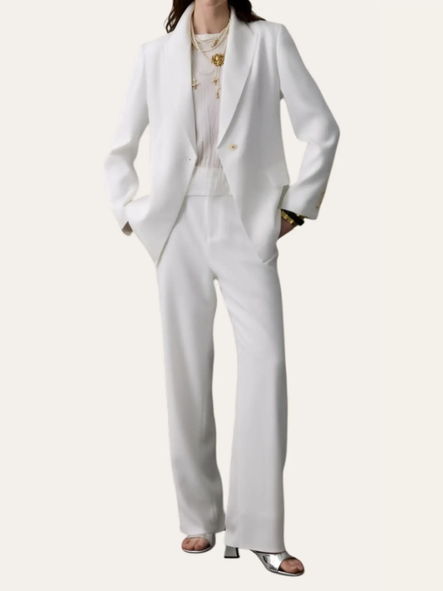 

Весенне-летний новый женский костюм из 00% ацетата на одной пуговице, винтажная сумка для денег, белый маленький костюм, элитная женская одежда для бизнеса