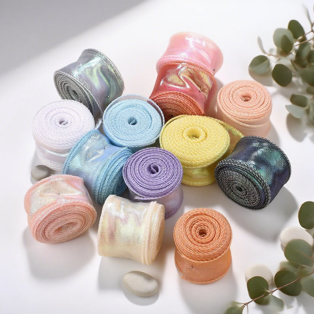 

10Yards Fishtail Organza Ribbon Reflective Iridescent Wavy Edge Ribbon for Gift Wrapping DIY Bow Bouquet Voile Ribbons