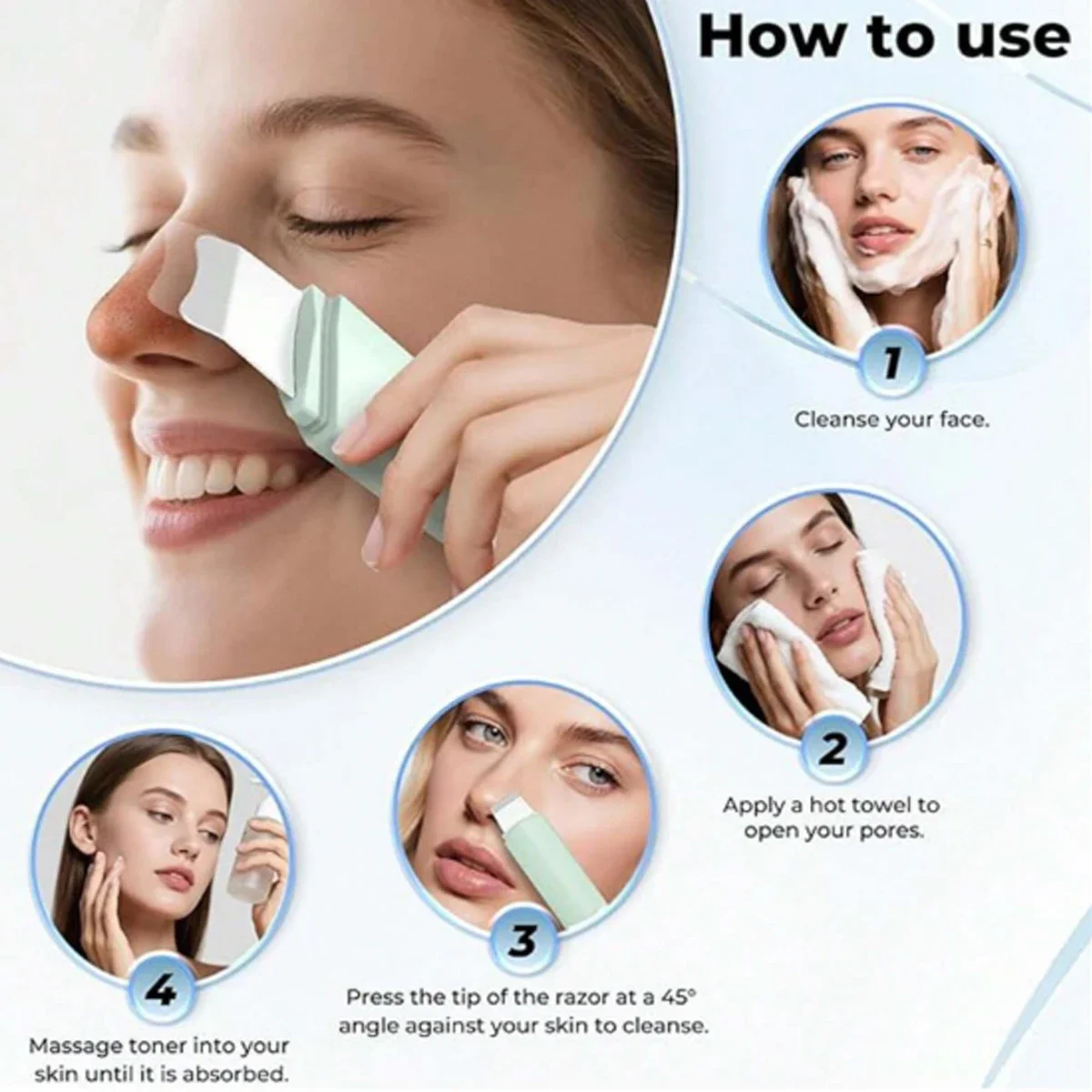 Ergonomischer Nasenflügelentferner aus Edelstahl, einseitiges Porenreinigungswerkzeug, geeignet für Mitesser-Extraktion auf dem