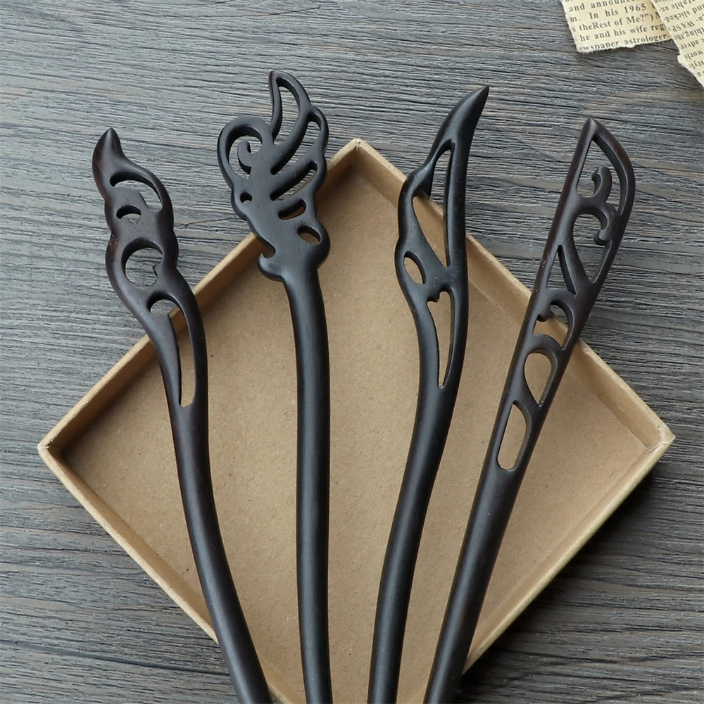 Chinese Ethnic Style Hair Clip Pin Green Sandalwood Hair Sticks for Women Chopstick Simple Hair Accessories Girls Hairstyle Tool