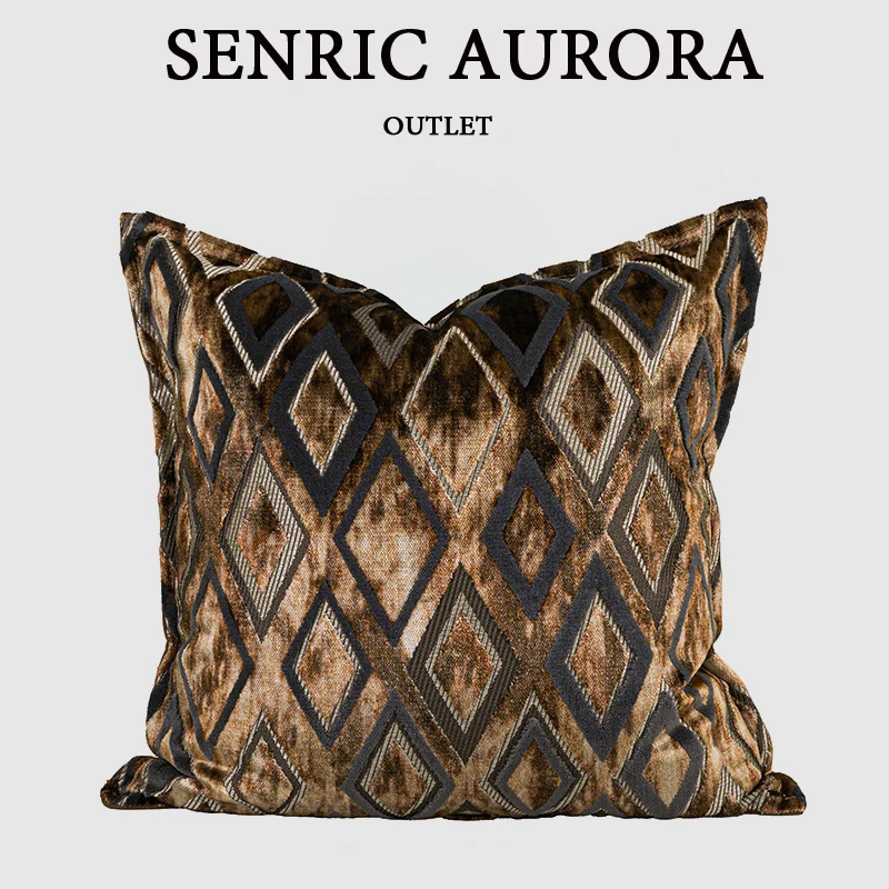 

Дизайнерская роскошная наволочка 30x50, 50x50 см, золотисто-коричневая, с ромбовидным узором, из бархата, квадратная, для дома, отеля, кровати, дивана