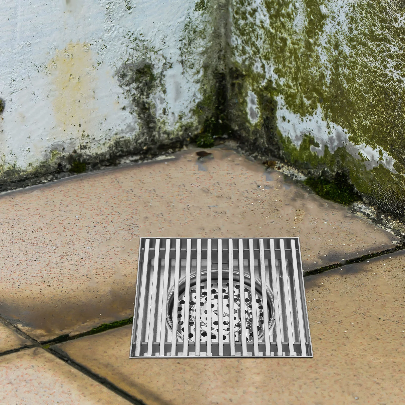 

Large Diameter Stainless Steel Floor Drain Solid Strip Construction Outdoor Drain Cover for Gardens Patios Heavy Duty Weather