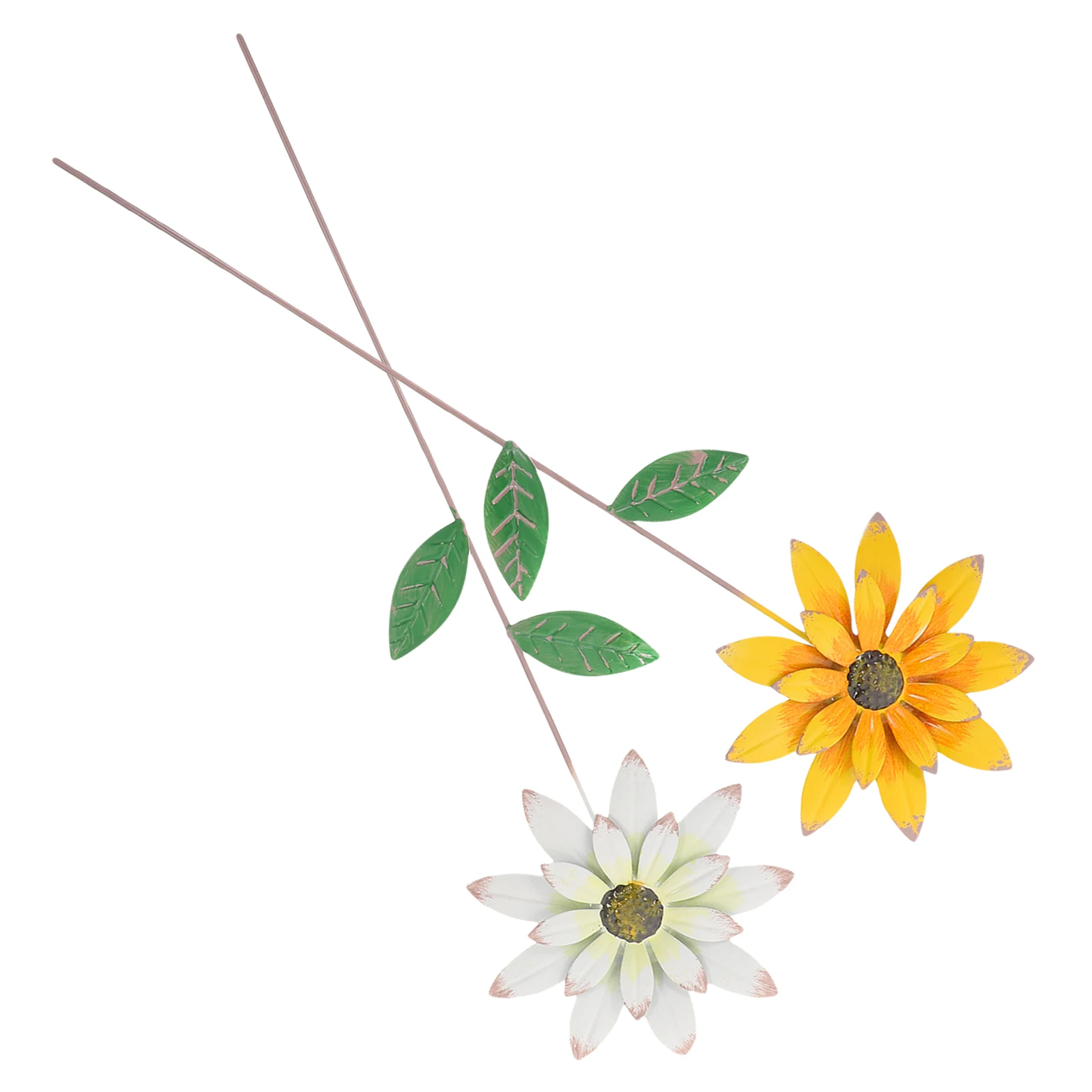 

2Pcs Metal Flower Garden Stakes Outdoor Yard Decoration Iron Flower Outdoor Garden Decor Spring Metal Flowers Front Yard Decor