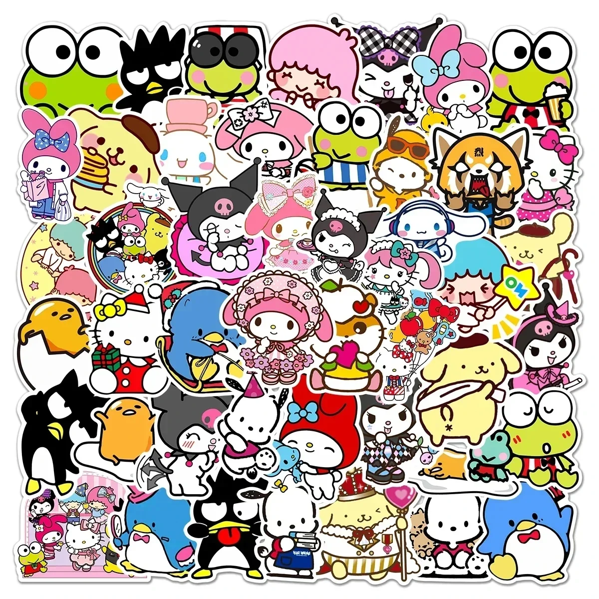 100pcs Kawaii My Melody Kuromi Hello Kitty Stickers for Kids Girls DIY Stationery Diary Cute Cartoon Sanrio Sticker Decals