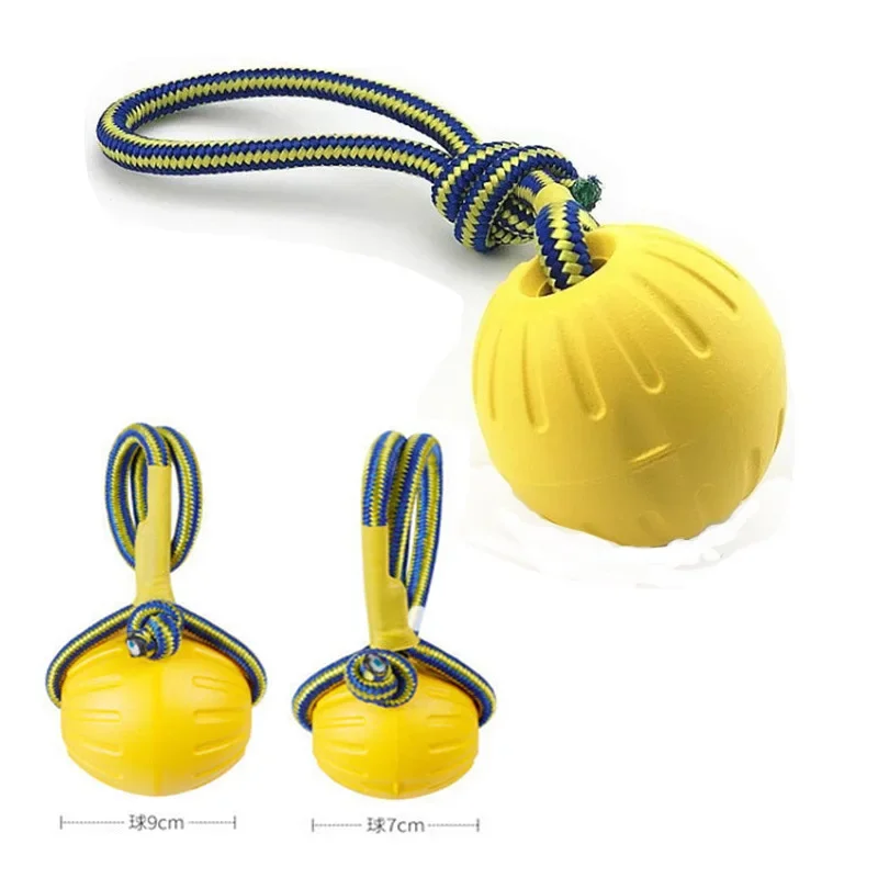 Dog Ball Toy with Rope Indestructible Interactive Dog Toy Pet Training Chew Toys Tooth Clean Solid Core EVA Elastic Ball For Dog