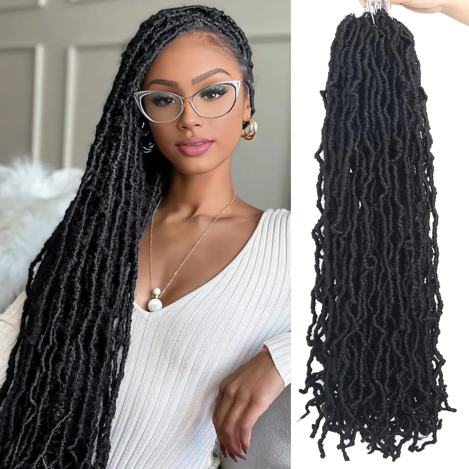 

1/6 упаковок искусственных локонов, вязанных крючком, 36/42/46 дюймов, мягкие локоны для проблемных локонов, локонов-бабочек, вязаные крючком волосы для женщин, синтетические