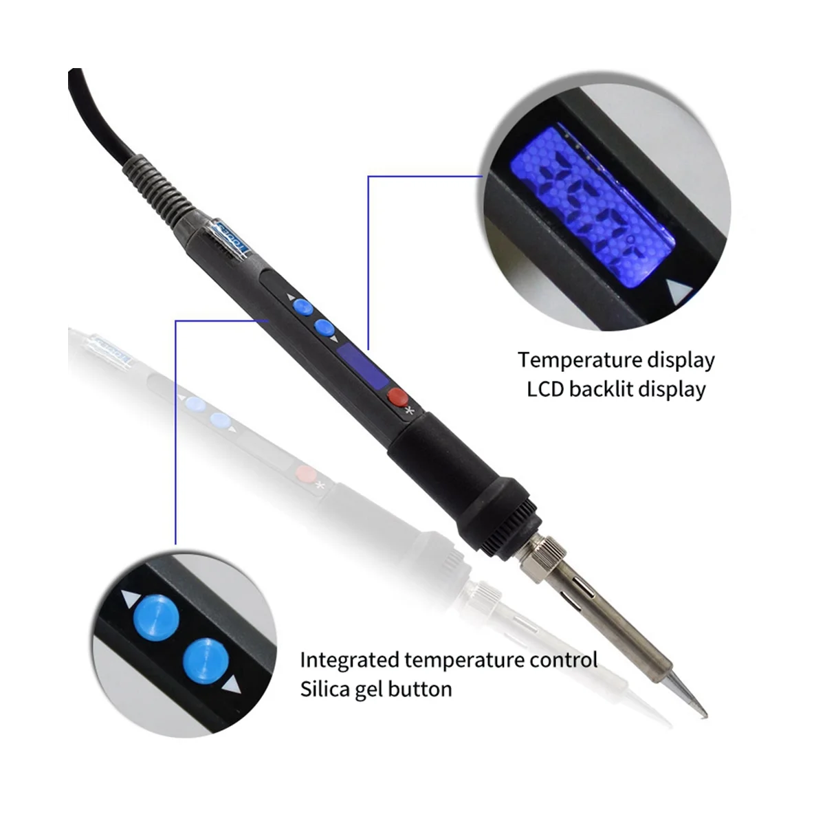 Solder besi portabel PX988, solder besi portabel kontrol temperatur dengan tampilan Digital colokan EU