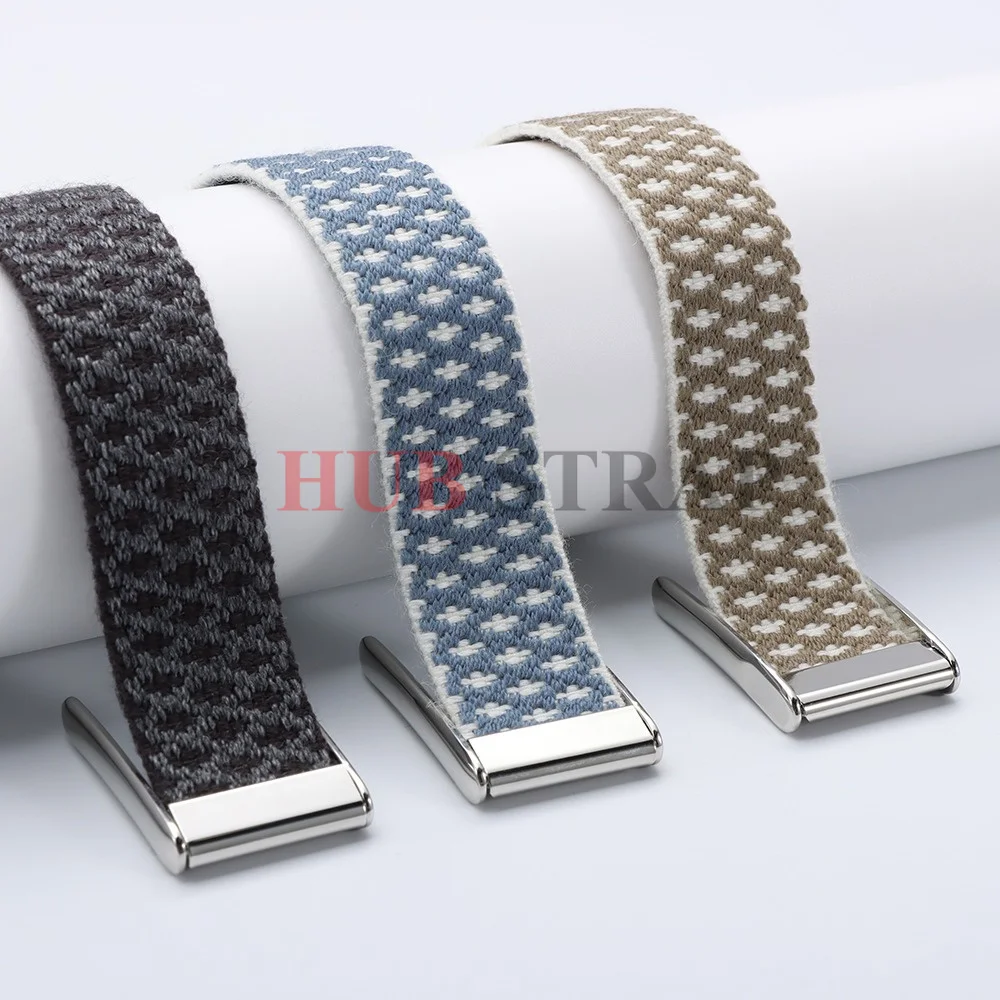 Woven Nylon Cashmere Elastic Sports Wrist Band for Whoop 5.0 MG Wristband Strap Blue Khaki Black Bracelet with U-shaped Metal