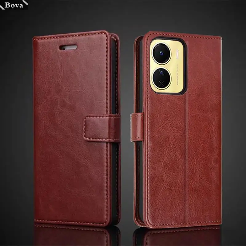 

Card Holder Cover Case for Vivo Y16 Pu Leather Flip Cover Retro Wallet Phone Case for Vivo Y16 Business Fundas Coque