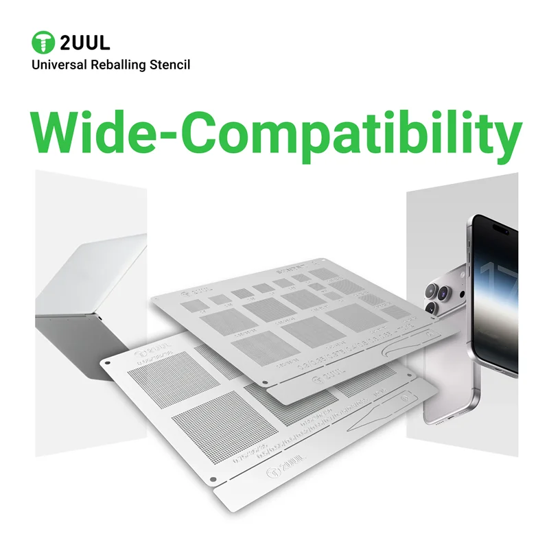 

2UUL BG02 2Pcs/Pack AB Universal Reballing Stencil CPU Nand Flash Baseband WIFI Screen Face ID IC Chips Steel Mesh