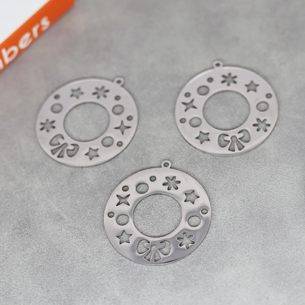 3pcs/Lot Stainless Steel Snowflake and Star Round Accessories Findings For Fashion Jewelry Making DIY Handmade Craft Gift image 4