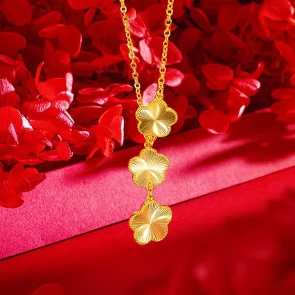 New 18K plum blossom necklace AU750 neck chain womens gold necklace wedding gift jewelry