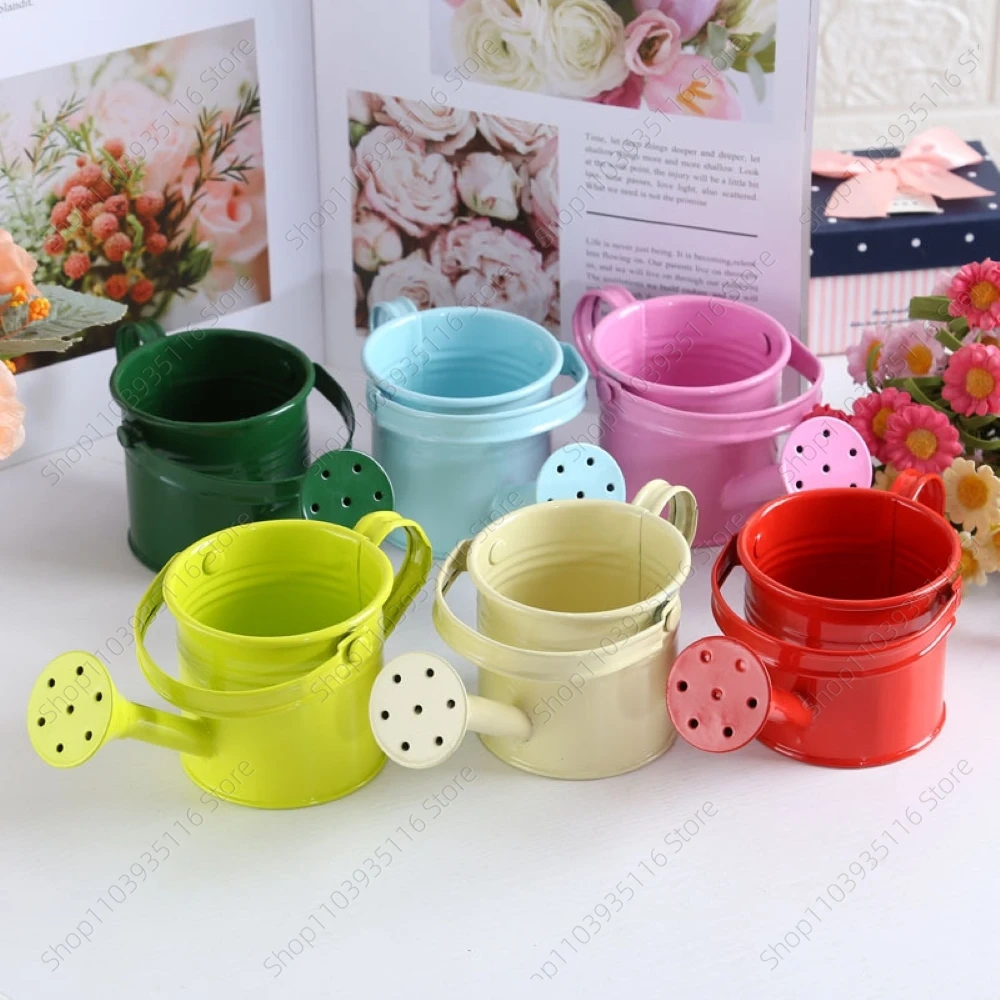 New Metal Watering Can Candy color Garden Flower Kettle Mini Small Water Spraying Pot Sprinkle  Large Capacity For Kids Adult