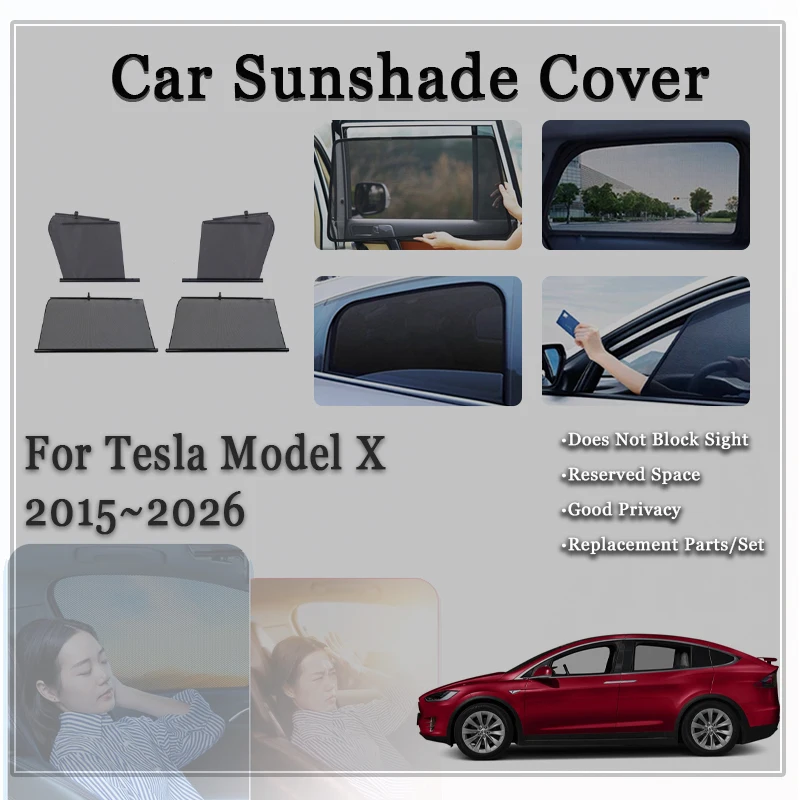 

Car Sunshades For Tesla Model X 2015~2026 Anti-UV Magnetic Sun Visor Window Windshields Curtain Covers Auto Interior Accessories