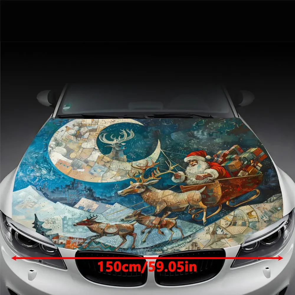 Christmas car art, Santa and his reindeer in style.