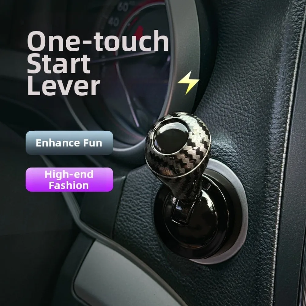 

Ручка переключения передач с кнопкой запуска двигателя в одно касание, текстурированная под карбон, аксессуары для тюнинга салона для BMW и HONDA