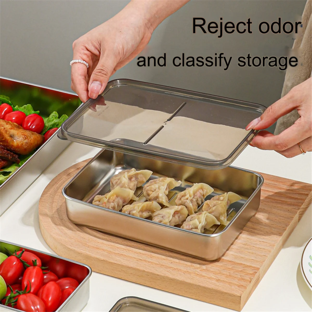 Food Storage Container Stainless Steel Kitchen Storage Box with Leakproof Lid Kitchen Accessories 1000ML