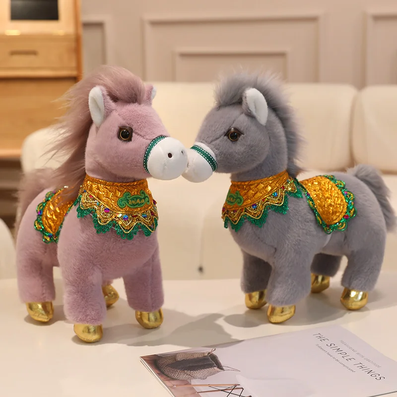 

Latest Color Horse Plush Toys High Quality Lifelike Standing Pony Doll Pretty Desktop Pets Cute Gift