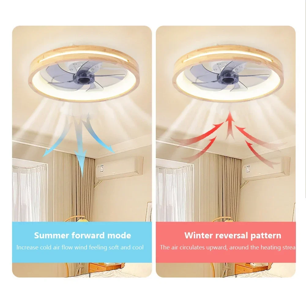 LED Nordic solid wood Ceiling fan Light intelligent remote control fan Lamp decoration lighting 50CM ceiling light