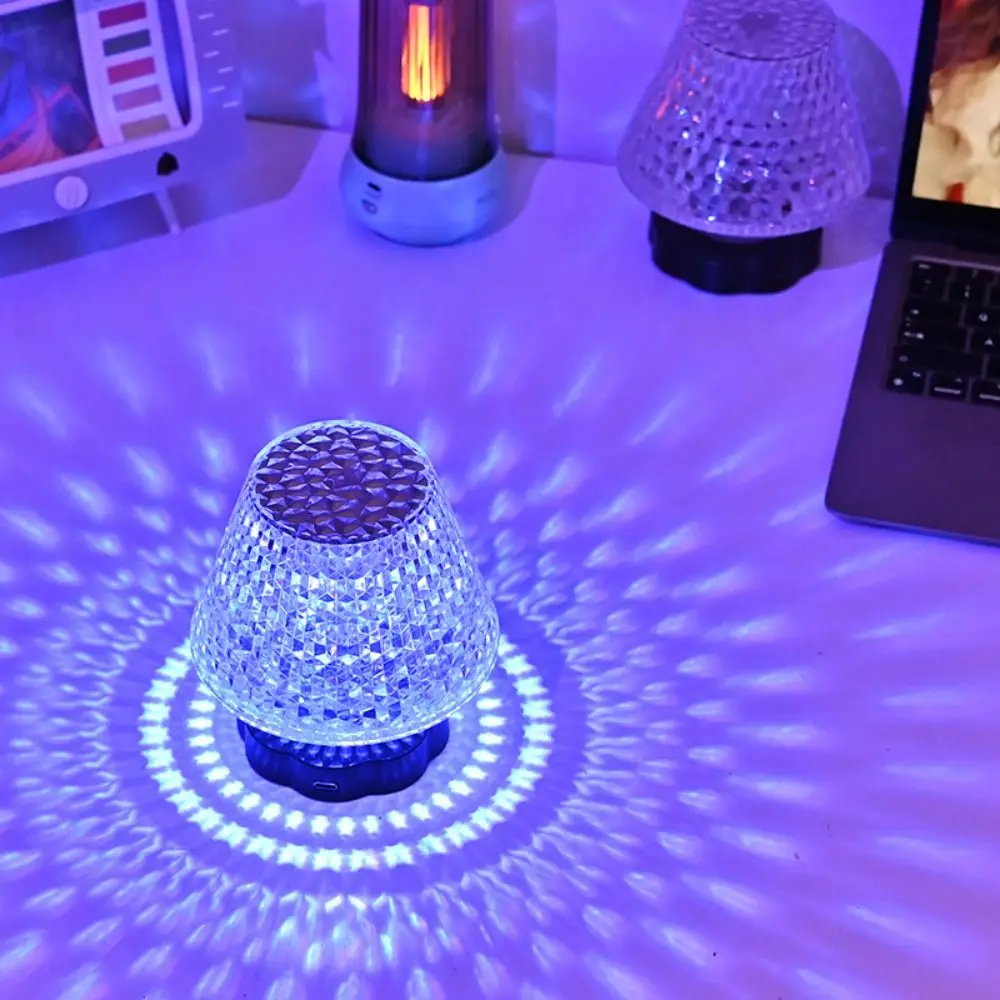 

Acrylic LED Crystal Table Lamp 3/16 Color Dimmable Projection Atmosphere Lamp Plug-in/USB Charging Creative Night Light Desk