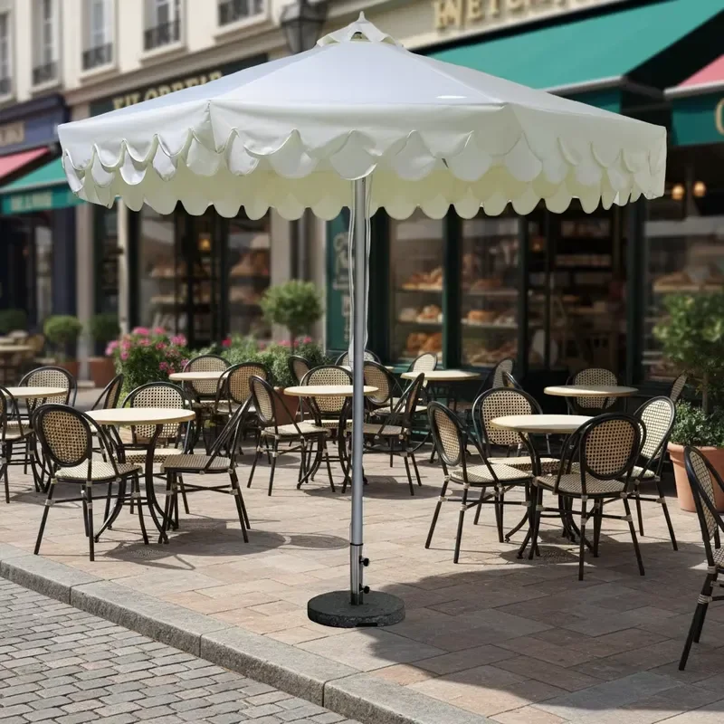 Custom Outdoor Large Pool Patio Fringe Sun Shade Parasols White Vintage Pagoda Style Market Beach Garden Umbrellas With
