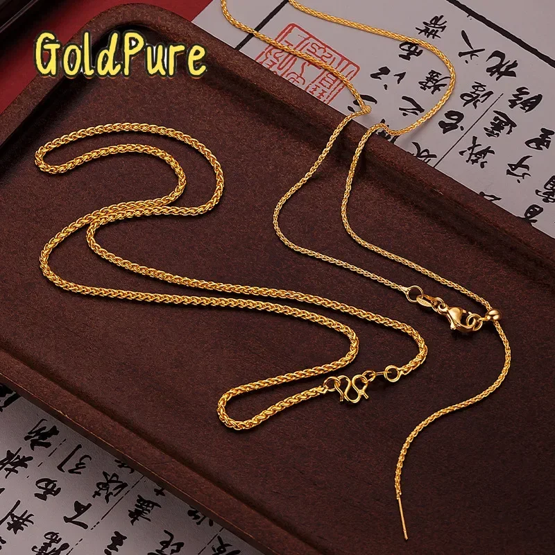 

Goldpure Women's 9999 24K Real Gold Collarbone Necklace Versatile and Exquisite Chopin Necklace for Women