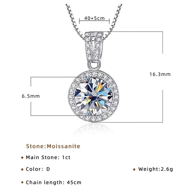 JoyceJelly 2ct Total Moissanite Jewelry Set Sterling Silver 925 Necklace Earrings Fine Jewerly Wedding Set Pass Dismond Tester 4