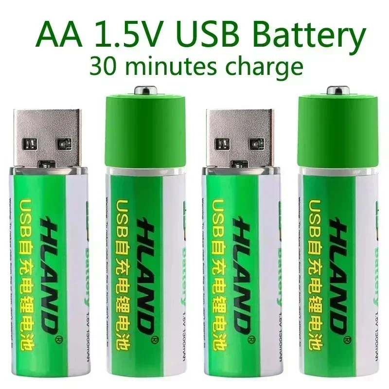 Daweikala 1.5V 1300mAh Capacity AA Fast Charging Li-ion Battery USB Rechargeable Battery for Toy Keyboard