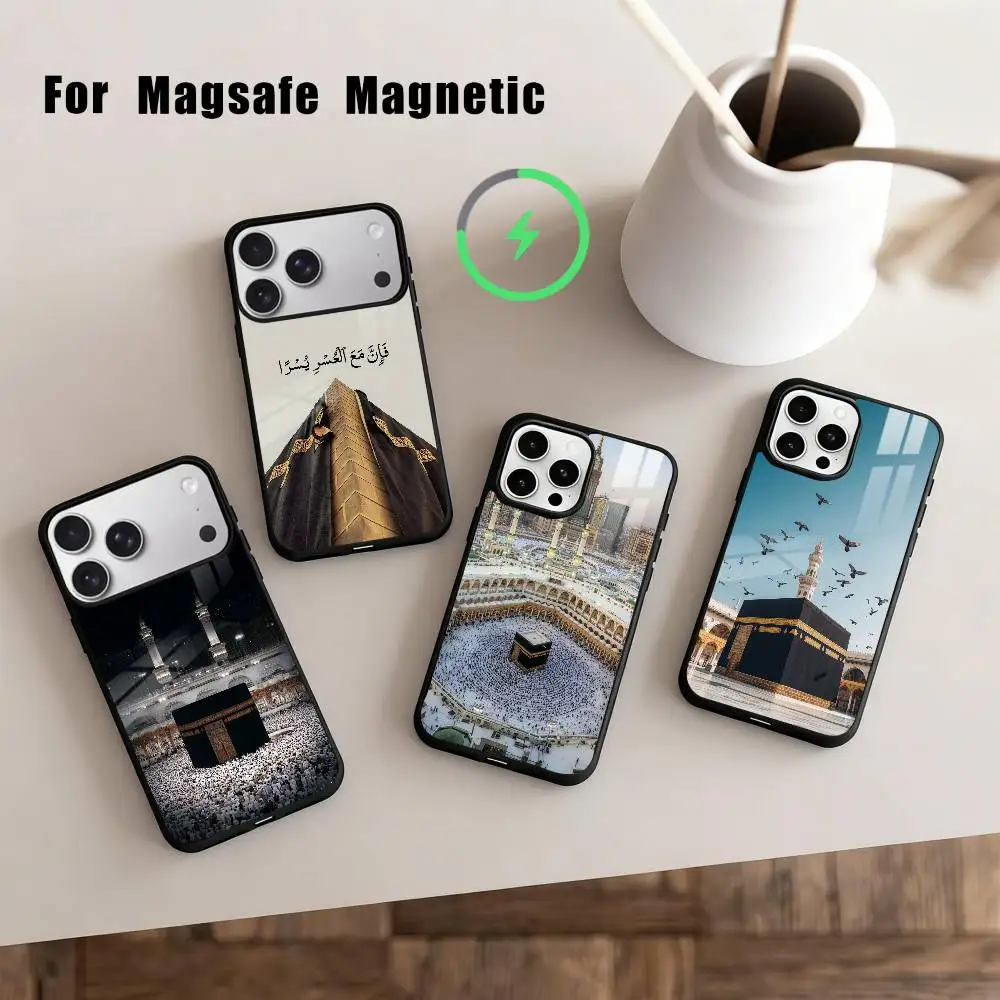 

M-Moslem and K-kaaba Phone Case For iPhone17,16,15,14,13,12,11 Plus,For Magnetic Wireless Charge Cover