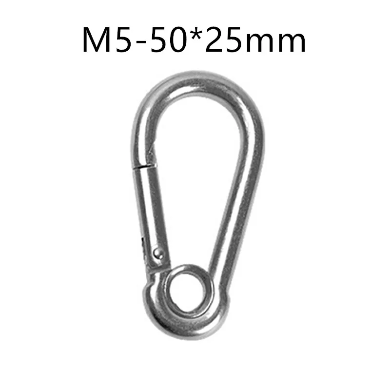 M5 M6 Stainless Steel Spring Hook Climbing Fast Hanging Buckle Snap Carabiner For Outdoor Mountaineering Buckle