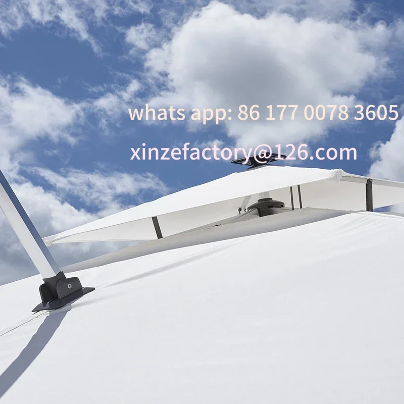 مظلة قابلة للتخصيص مع مصباح ليد مظلة ناتئ للفناء شعار تجاري مخصص حديقة مطعم الشمس الكبيرة #6