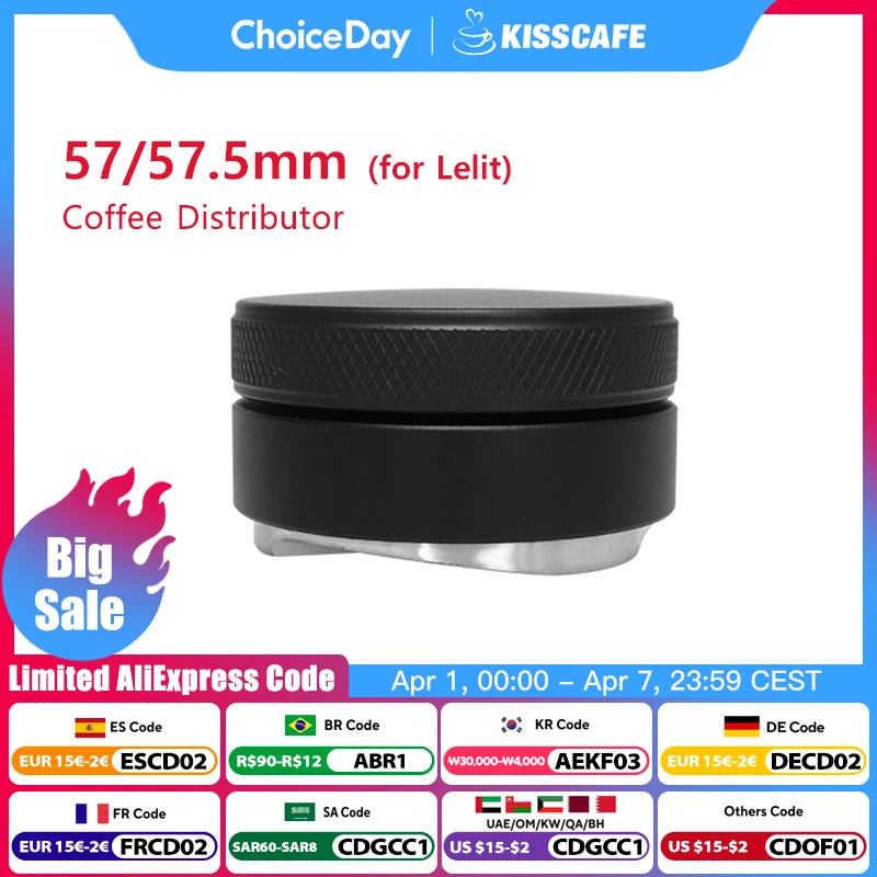 Coffee Distributor 57MM 57.5MM For Lelit Anna Machine Tamper Leveler Tool Adjustable Barista Espresso Parts Corner Accessories