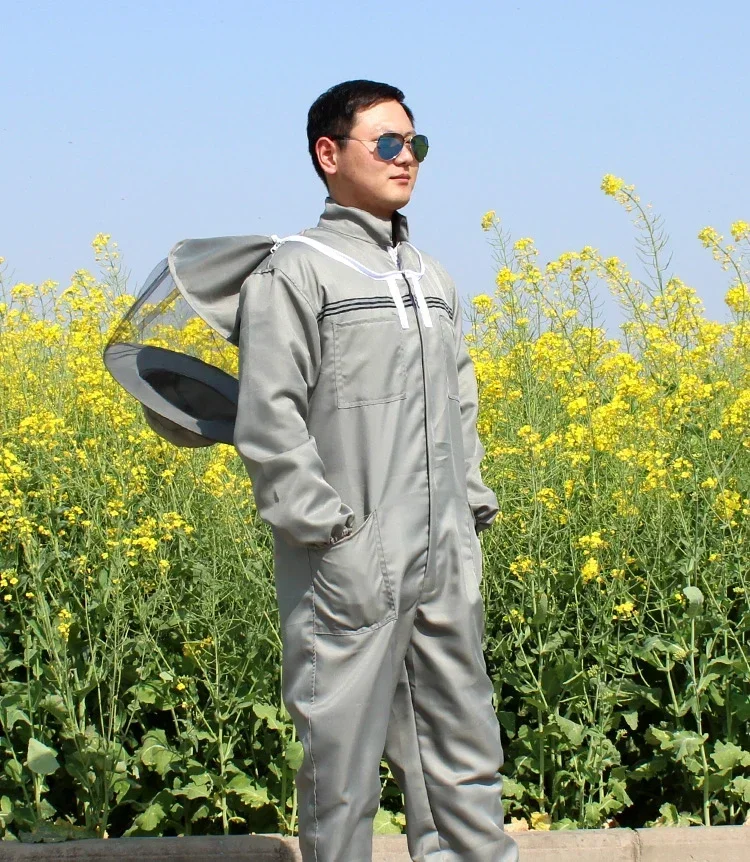 Beekeeper Suit Safety Protective Jacket with Hat for Anti Bee Fishing Breathable Veil Beekeeping Tools Bee-Proof Clothing 1 Set