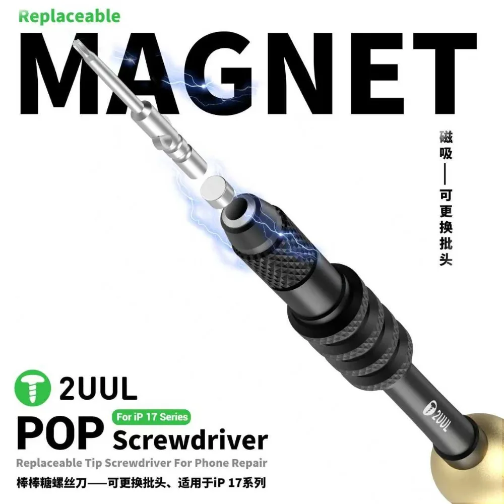 2UUL SD87 POP Screwdriver Magnet 4IP Tip Screwdriver for For IPhone 17 Series Bottom Screw Disassembly Repair Hand Tool