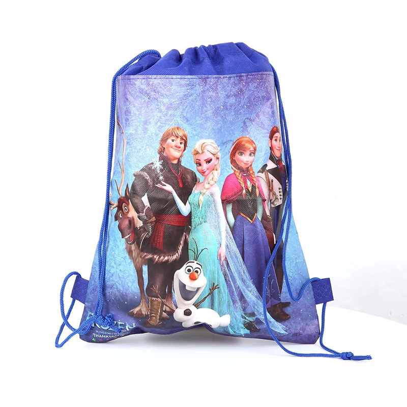 Disney Frozen Princess Bag Cute Princess Elsa Printed Cartoon Drawstring Backpack for Girls Double-Sided Sports Storage Bag Gift