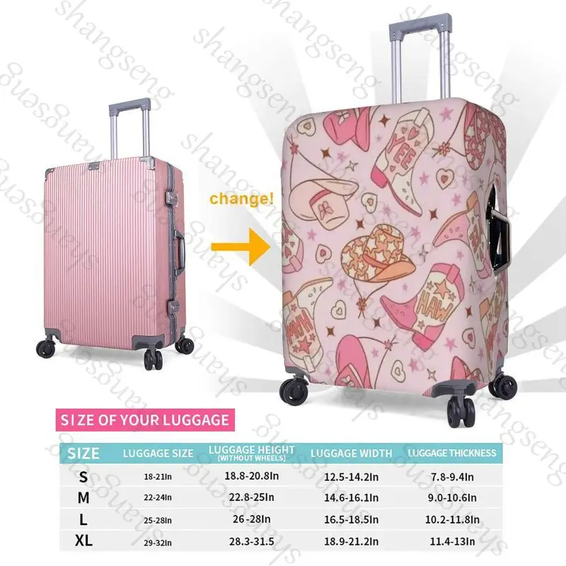 Capa protetora elástica grossa para bagagem, capa com zíper para bolsa de 18-32 polegadas, acessórios de viagem com cowgirl retrô rosa