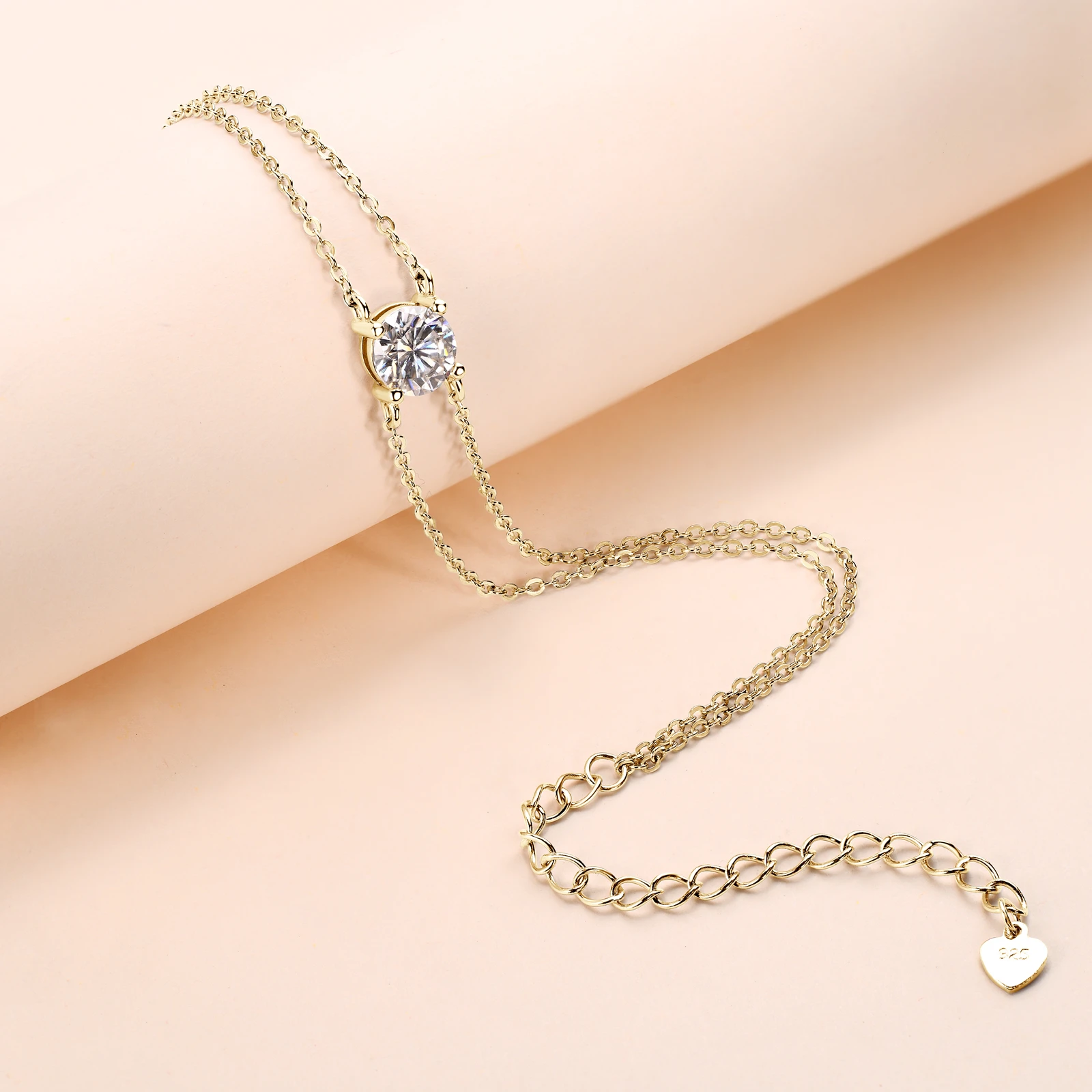 Anziw Real 925 Silver Double Chain Bracelet 6.5mm 1.0ct D Color Moissanite Bracelets With GRA Certificate Jewelry for Women Gift