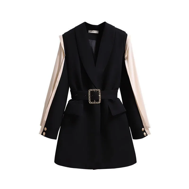 2026 ملابس نسائية كبيرة الحجم فستان الخريف مزاجه جديد صغير عطرة نمط موضة الربط ساحة الرقبة فستان أسود #2