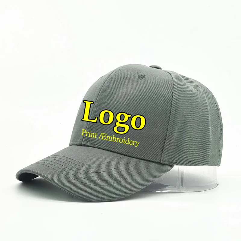 Custom logo embroidery print men casual cap rear adjustable women solid baseball sun cap outdooor travel fashion peaked cap